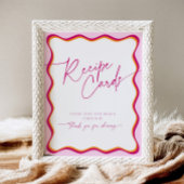 ピンクとオレンジの波形縁どレシピカード 台座サイン