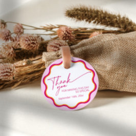 ピンクとオレンジの波状ボルドブライダルシャワーありがとう フェイバータグ