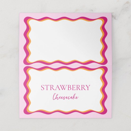 ピンクとオレンジの波状縁どブライダルシャワービュッフェ プレイスカード (外部開封)