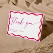 ピンクとオレンジの波状縁どブライダルシャワー サンキューカード