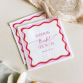ピンクとオレンジの波状縁どブライダルシャワー スタンダードランチョンナプキン