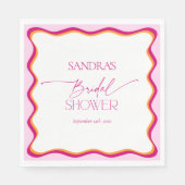 ピンクとオレンジの波状縁どブライダルシャワー スタンダードランチョンナプキン (正面)