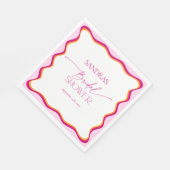 ピンクとオレンジの波状縁どブライダルシャワー スタンダードランチョンナプキン (角)