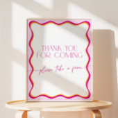 ピンクとオレンジの波縁どがありがとうござ来う 台座サイン