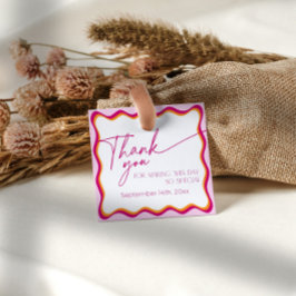 ピンクとオレンジの波縁どがありがとう フェイバータグ