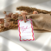 ピンクとオレンジの波縁どがありがとう フェイバータグ