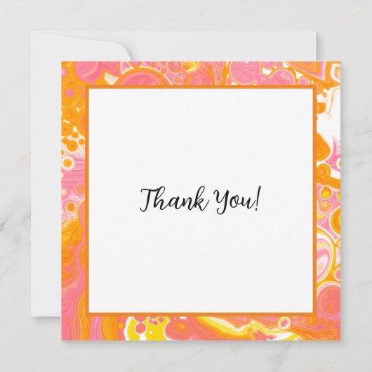 ピンクとオレンジの流体アートありがとう (裏面)