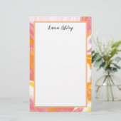 ピンクとオレンジの流体アートパーソナライズされた 便箋 (スタンド正面)