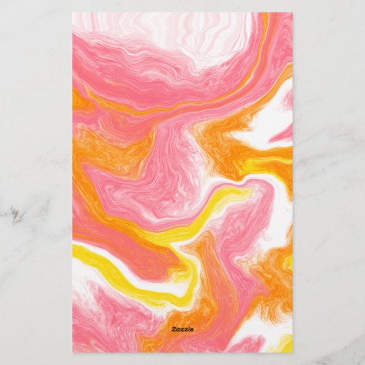 ピンクとオレンジの流体アートパーソナライズされた 便箋 (裏面)