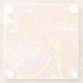 ピンクとオレンジの流体アート ガラスコースター (裏面)