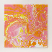 ピンクとオレンジの流体アート ジグソーパズル (横)
