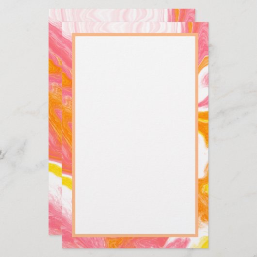 ピンクとオレンジの流体アート 便箋 (正面/裏面)