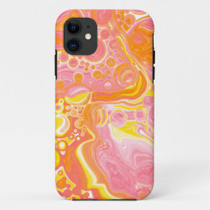 ピンクとオレンジの流体アート iPhone 11 ケース