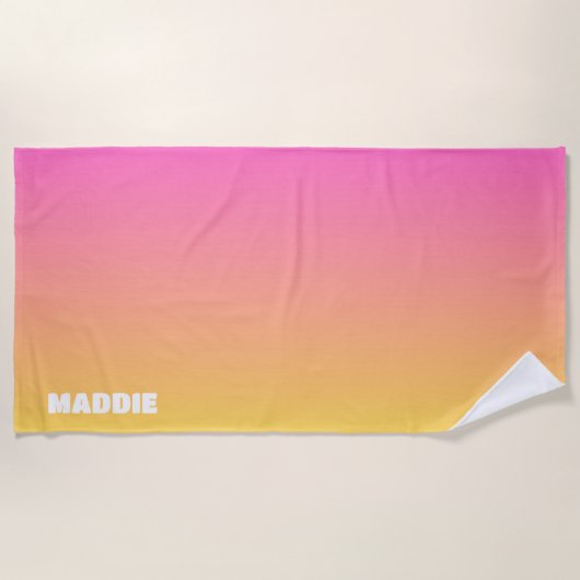 ピンクとオレンジの美的名門私立校風のビーチタオル ビーチタオル (正面)