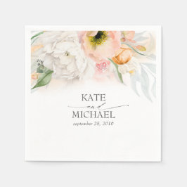 ピンクとオレンジの花のウェディング スタンダードカクテルナプキン