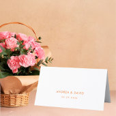 ピンクとオレンジの花のゲスト名 ウェディングプレイスカード テーブルナンバー