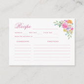 ピンクとオレンジの花のシェアレシピ ブライダルシャワー エンクロージャーカード (正面)