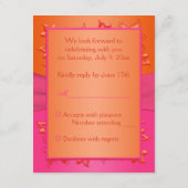 ピンクとオレンジの花のハートの返信カード 出欠カード (裏面)
