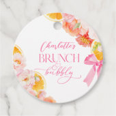 ピンクとオレンジの花のブライズシャワー フェイバータグ (正面)