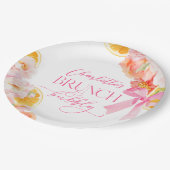 ピンクとオレンジの花のブライズシャワー ペーパープレート (アングル)
