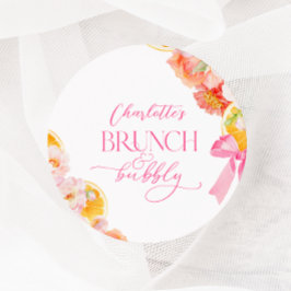 ピンクとオレンジの花のブライズシャワー ラウンドシール