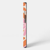 ピンクとオレンジの花のモノグラム iPhoneケース (左側面)