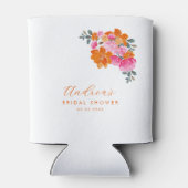 ピンクとオレンジの花の夏のカスタム ブライダル シャワー 缶クーラー (裏面)