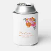 ピンクとオレンジの花の夏のカスタム ブライダル シャワー 缶クーラー (缶裏面)