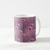 ピンクとオレンジの花の模様モノグラム コーヒーマグカップ (正面右)