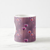 ピンクとオレンジの花の模様モノグラム コーヒーマグカップ (中央)