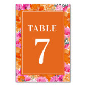 ピンクとオレンジの花の水彩テーブル7 ウェディング テーブルナンバー (裏面)