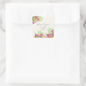 ピンクとオレンジの花の水色絵を描の スクエアシール (バッグ)