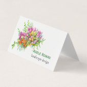 ピンクとオレンジの花の水色絵を描の 名刺 (正面)