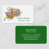 ピンクとオレンジの花の水色絵を描の 名刺 (正面/裏面)