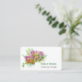 ピンクとオレンジの花の水色絵を描の 名刺 (スタンド正面)