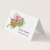 ピンクとオレンジの花の水色絵を描の 名刺 (正面)