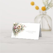 ピンクとオレンジの花の田舎風結婚式プレイスカード プレイスカード (裏面)