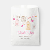 ピンクとオレンジの花の鳥かご ブライダルシャワー フェイバーバッグ (正面)