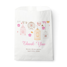 ピンクとオレンジの花の鳥かご ブライダルシャワー