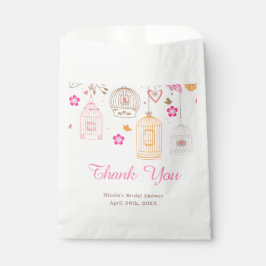 ピンクとオレンジの花の鳥かご ブライダルシャワー フェイバーバッグ