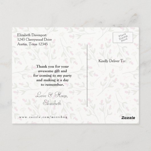 ピンクとオレンジの花をありがとう ポストカード (裏面)