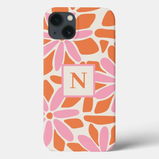 ピンクとオレンジの花モノグラム Case-Mate iPhoneケース (裏面)