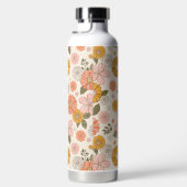 ピンクとオレンジの花園のパターン ウォーターボトル (右面)
