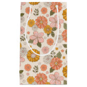 ピンクとオレンジの花園のパターン スモールペーパーバッグ (正面)