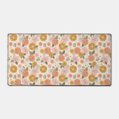 ピンクとオレンジの花園のパターン デスクマット (正面)