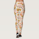 ピンクとオレンジの花園のパターン レギンス (裏面)