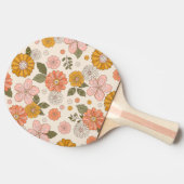 ピンクとオレンジの花園のパターン 卓球ラケット (横)