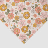 ピンクとオレンジの花園のパターン 薄葉紙 (詳細)