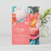 **ピンクとオレンジの花嫁が咲く ブライダルシャワー** 招待状 (スタンド正面)