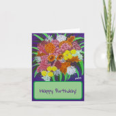 ピンクとオレンジの花束誕生日カード カード (正面)